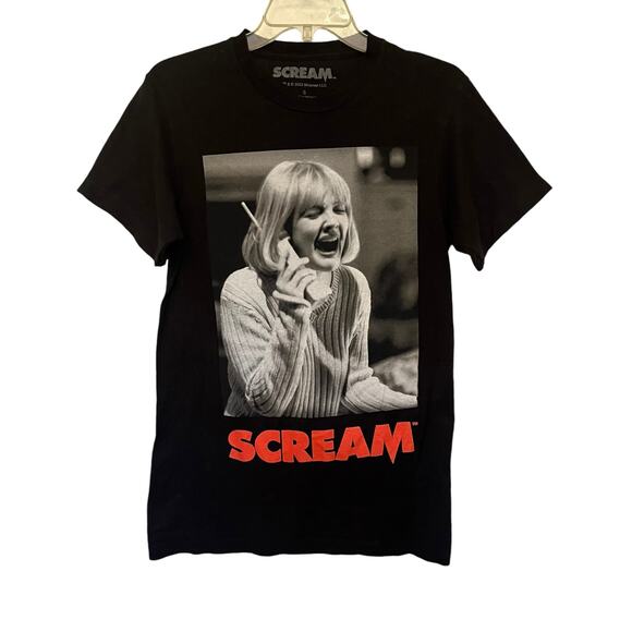 Scream Movie Drew Barrymore Halloween Mens Shirt Sz S Horror Y2K Cult Goth Retro - Picture 1 of 9